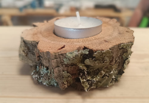 BOUGEOIR EN BOIS LIEGE A FLEUR DE LIEGE